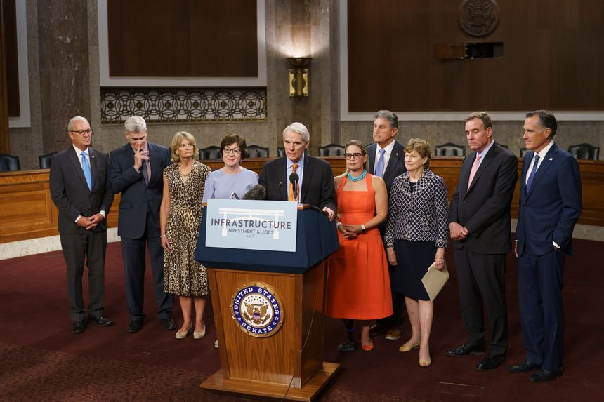 Senate Staged to Vote on Trillion Dollar Bipartisan Infrastructure Deal