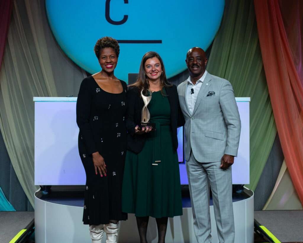 Thelma Ensink receiving the ATHENA Leadership Award